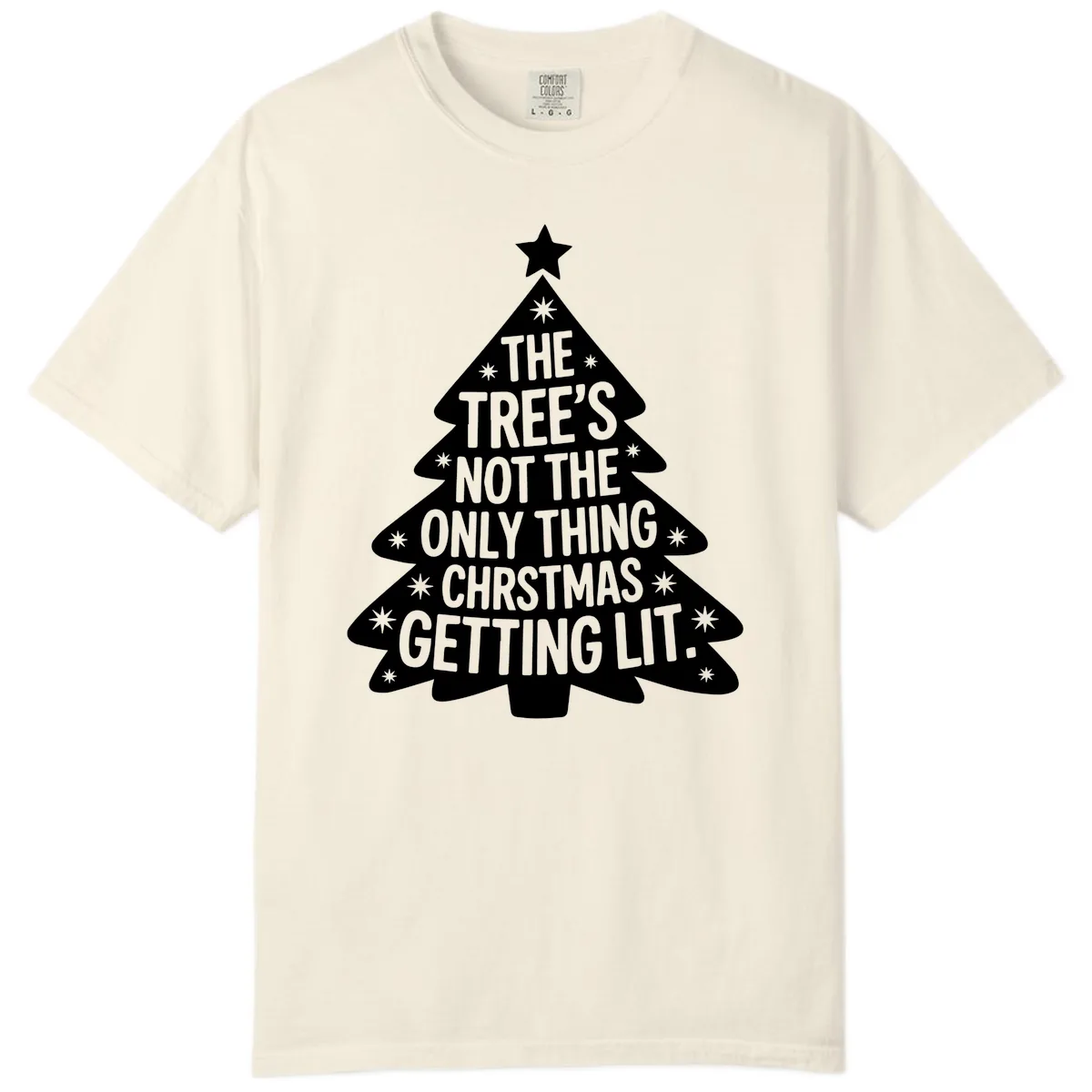 Christmas Tree Getting Lit Typography Comfort Color in Ivory