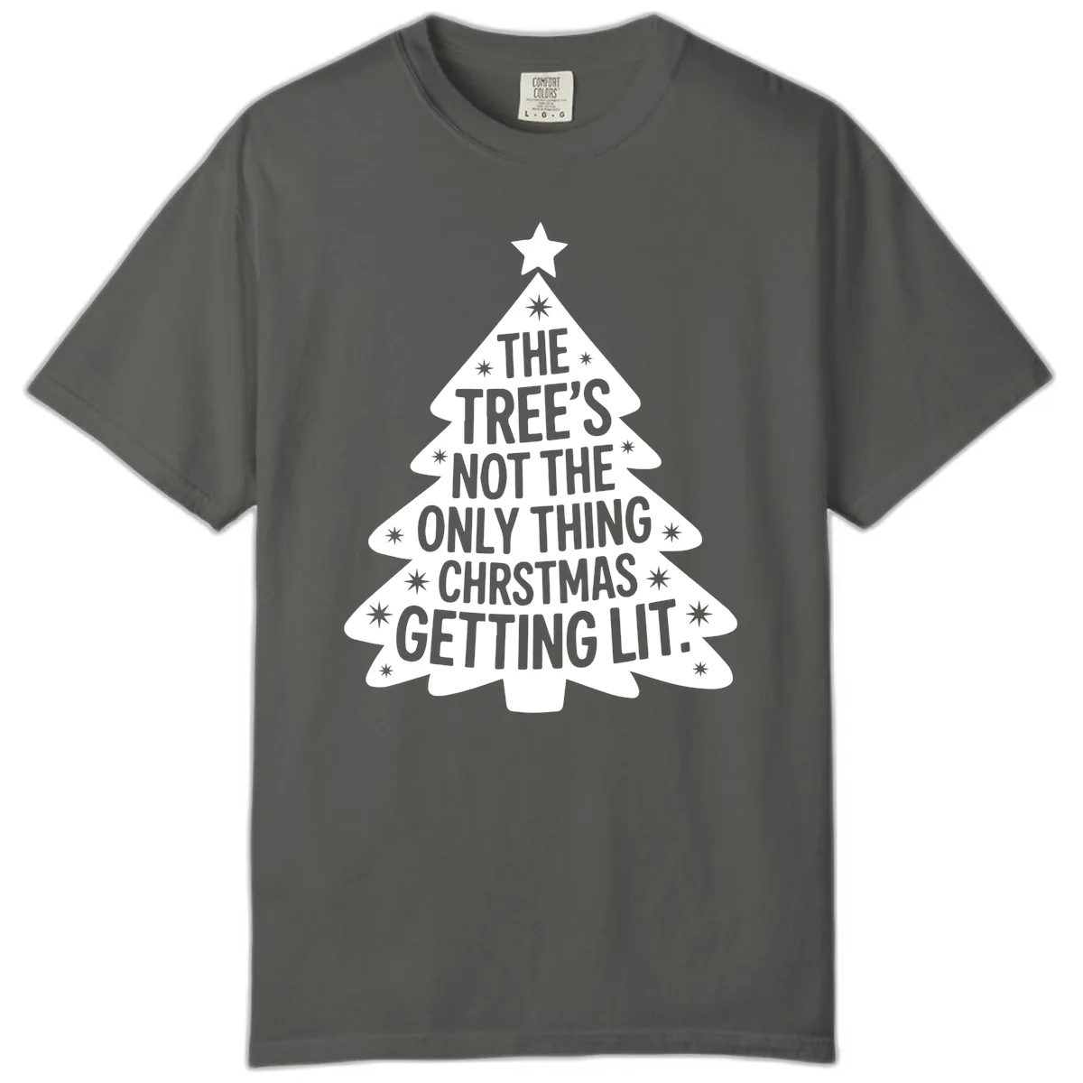 Christmas Tree Getting Lit Typography Comfort Color in Pepper