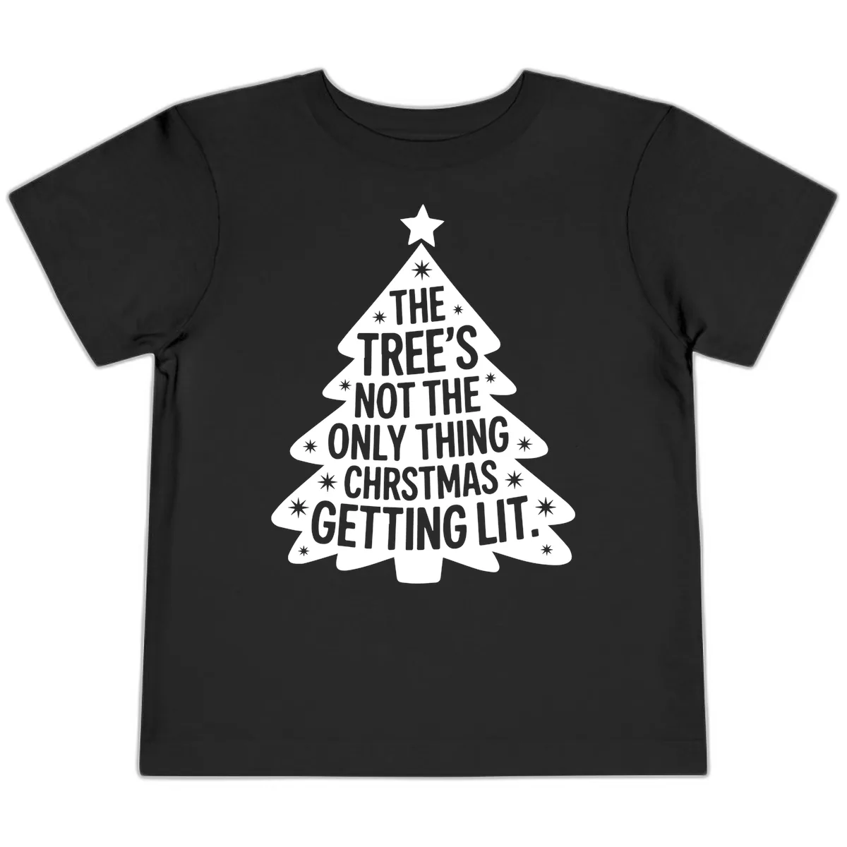 Christmas Tree Getting Lit Typography Toddler T-Shirt in Black