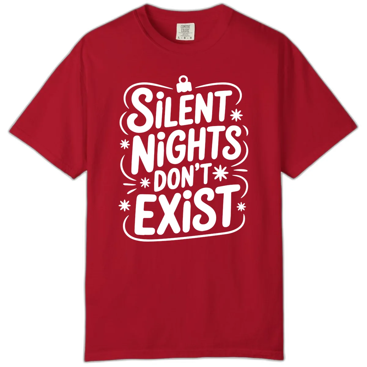 Silent Nights Exist Typography Comfort Color in Red