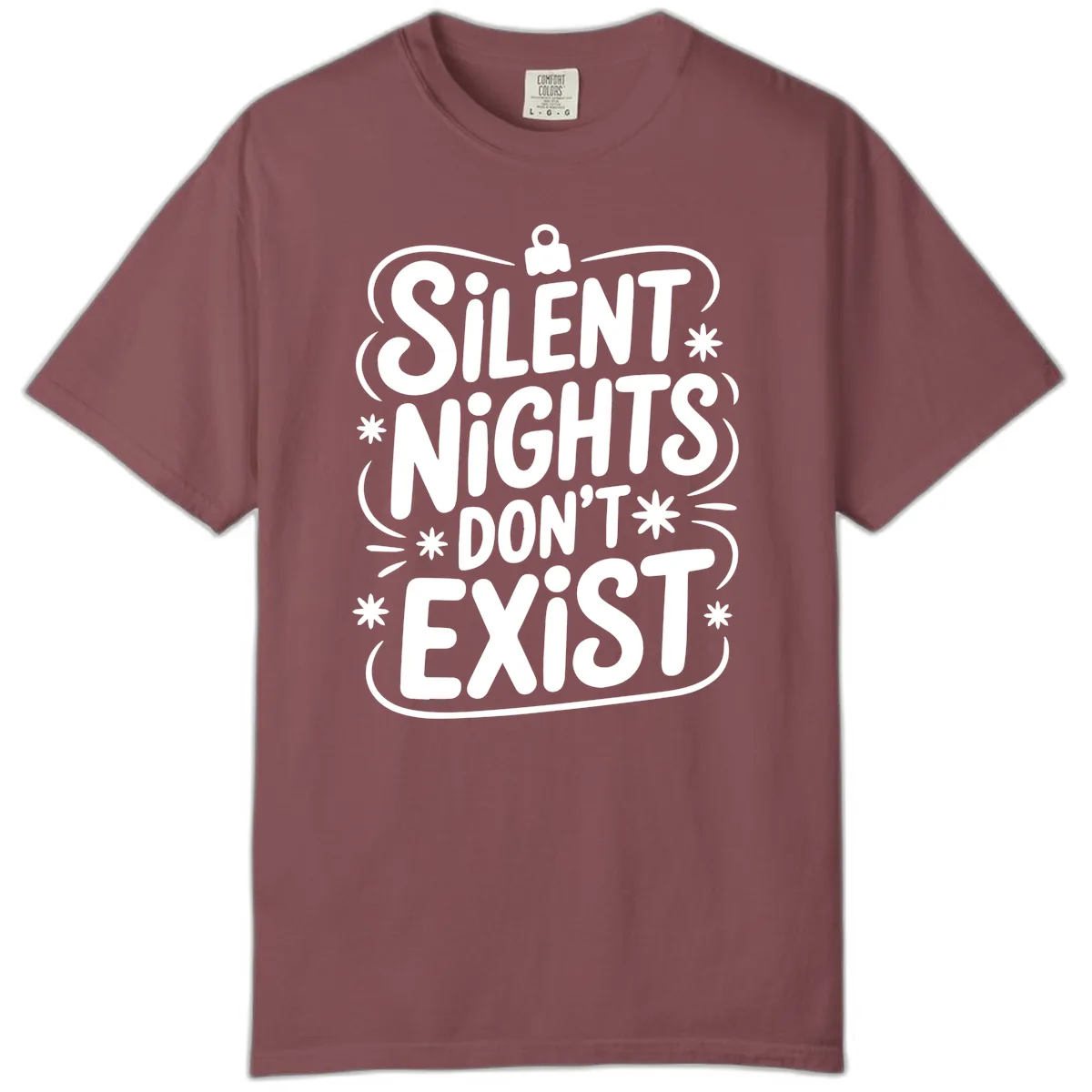 Silent Nights Exist Typography Comfort Color in Brick