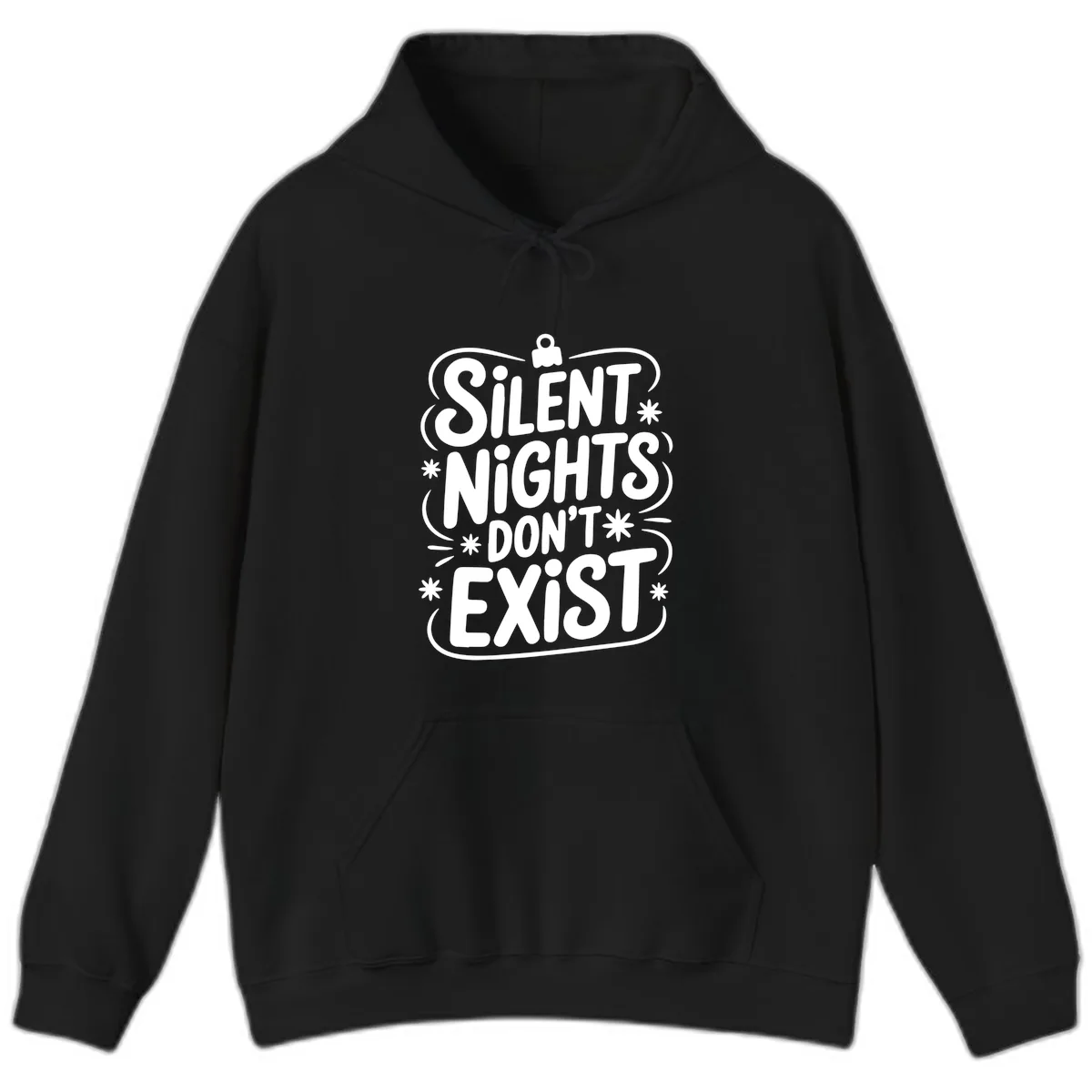 Silent Nights Exist Typography Hoodie in Black