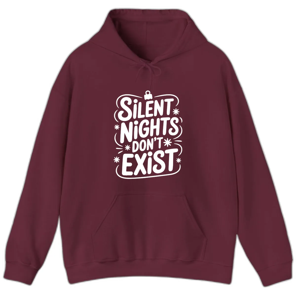Silent Nights Exist Typography Hoodie in Maroon
