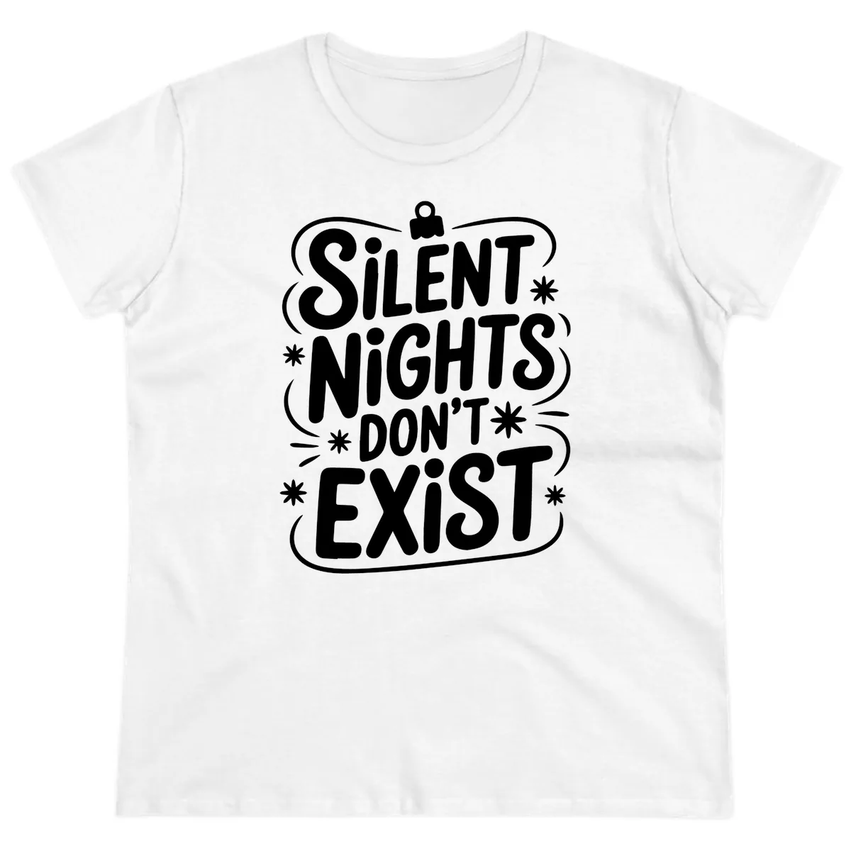 Silent Nights Exist Typography Ladies Tee in White