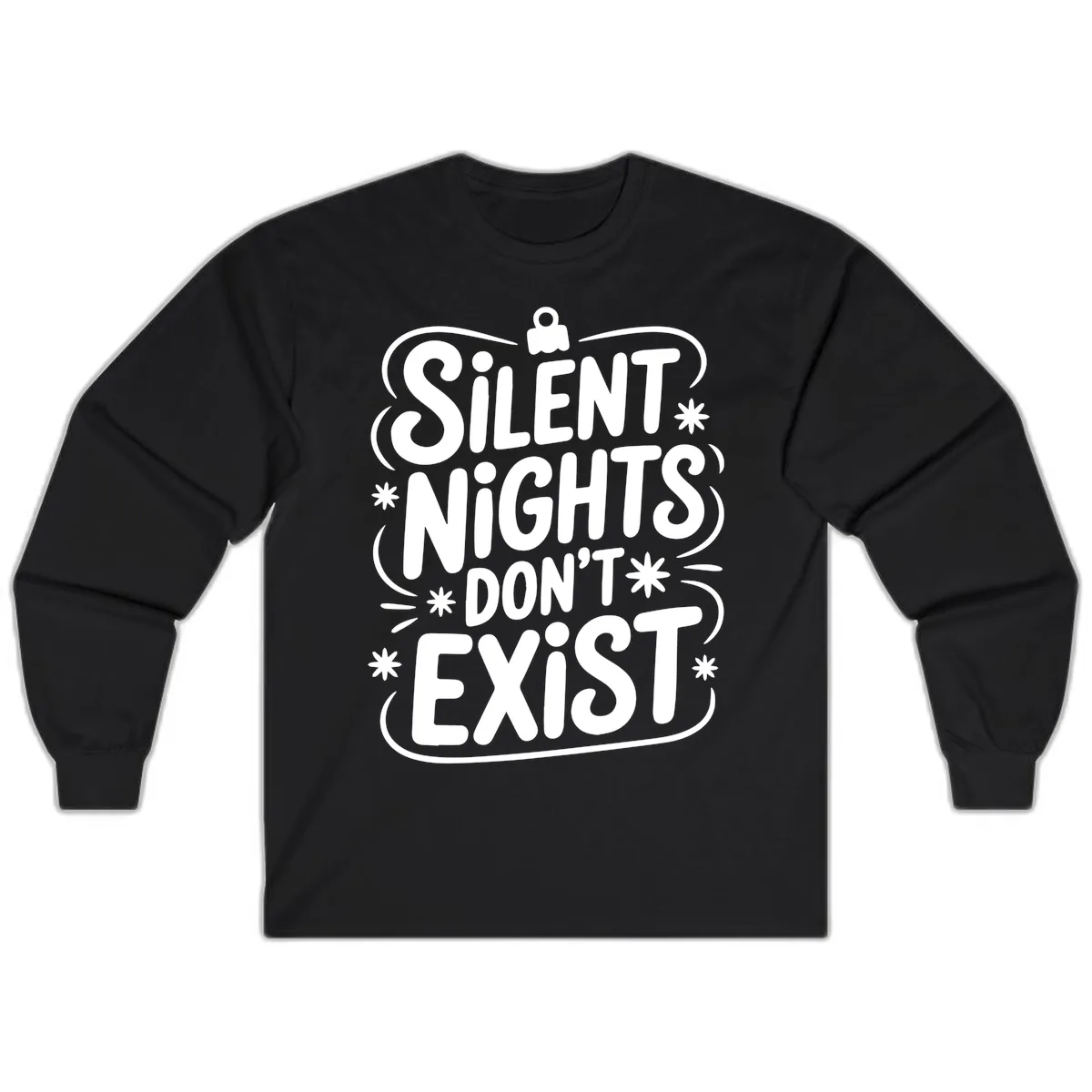 Silent Nights Exist Typography Long Sleeve in Black