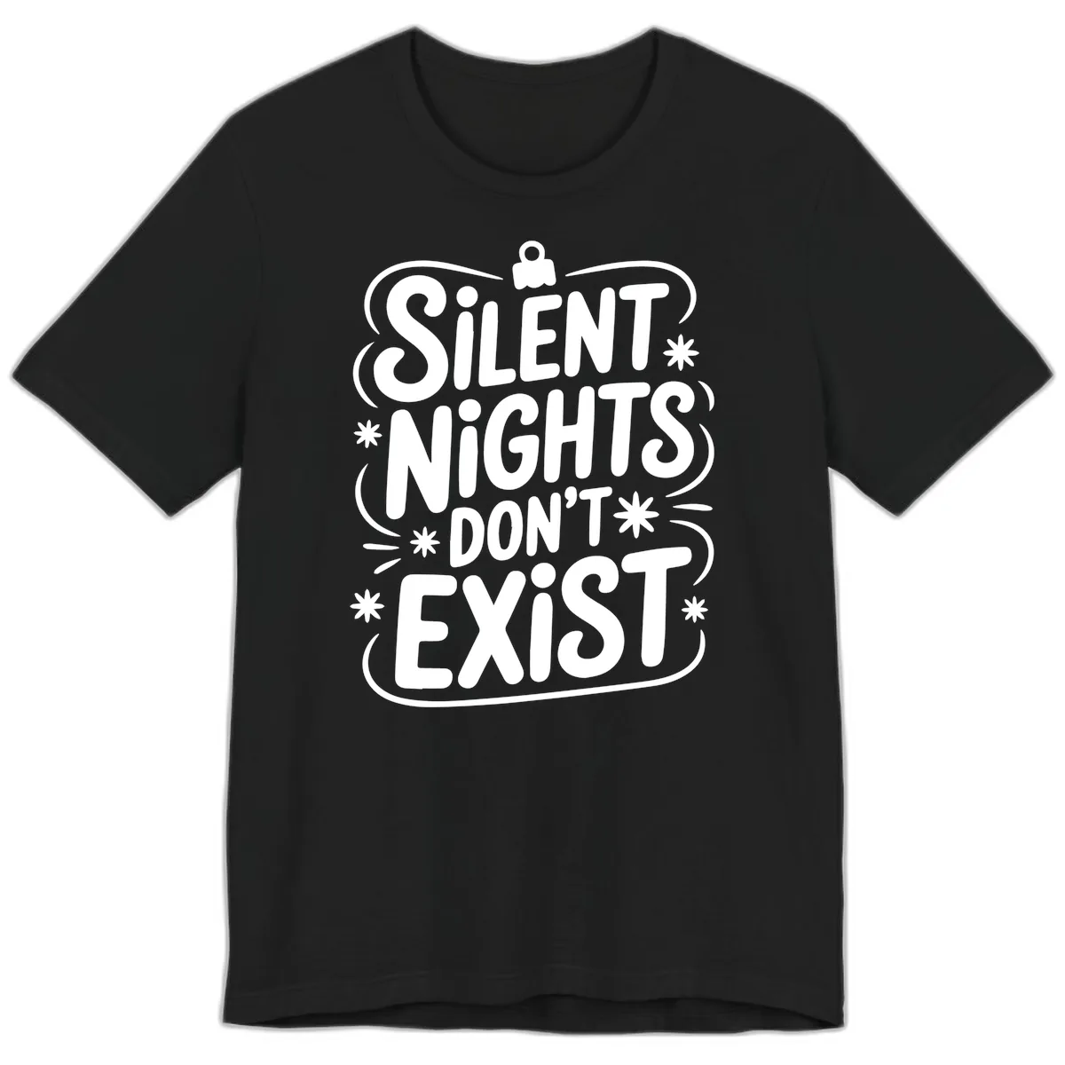 Silent Nights Exist Typography Premium T-Shirt in Black