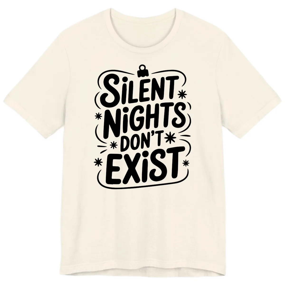 Silent Nights Exist Typography Premium T-Shirt in Natural