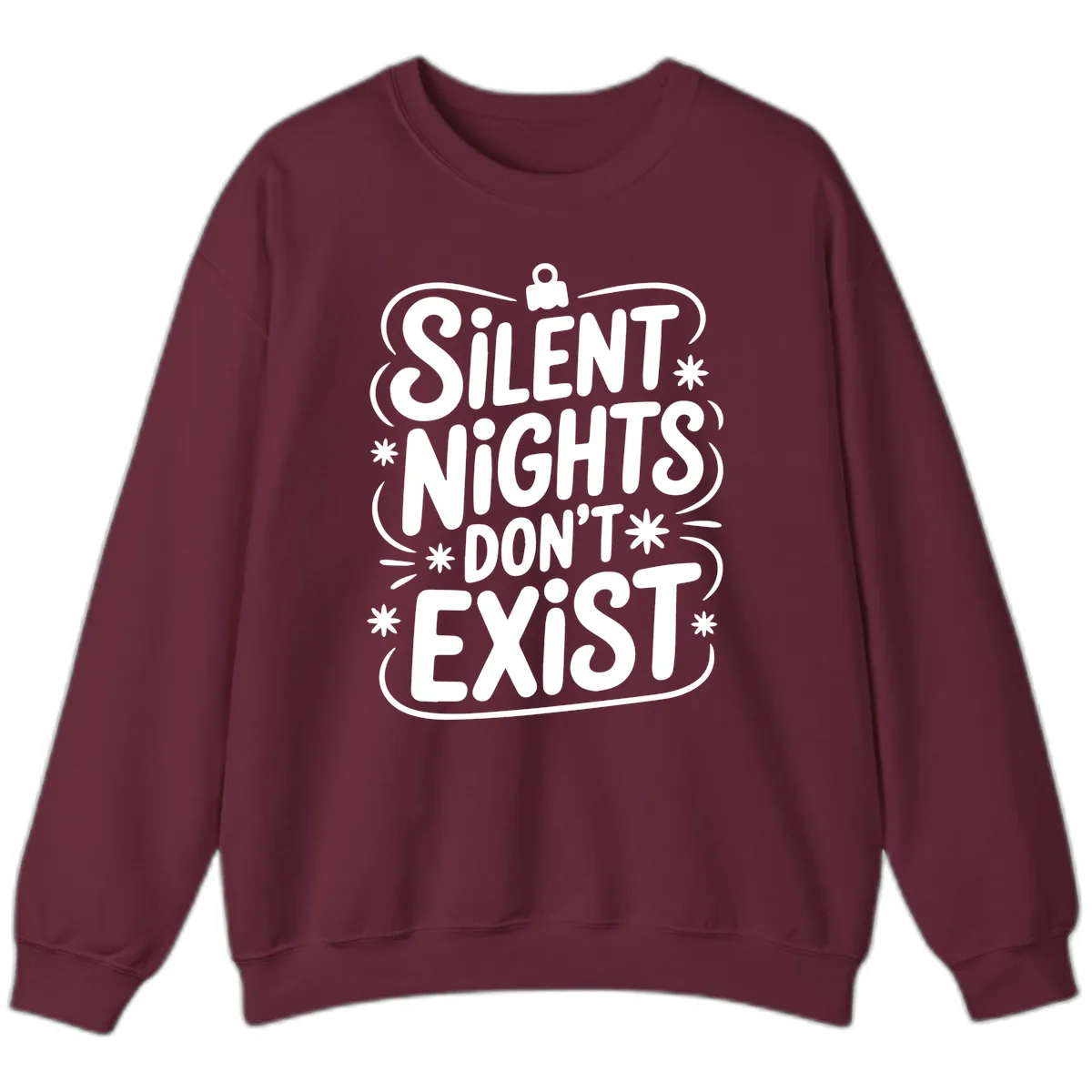 Silent Nights Exist Typography Sweatshirt in Maroon