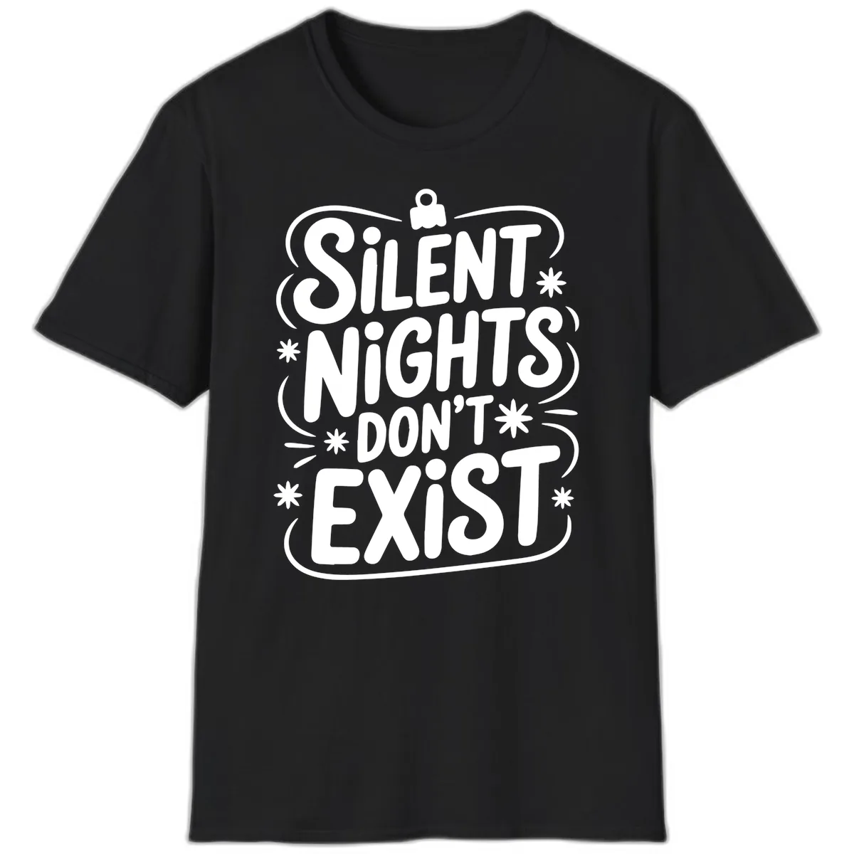 Silent Nights Exist Typography T-Shirt in Black