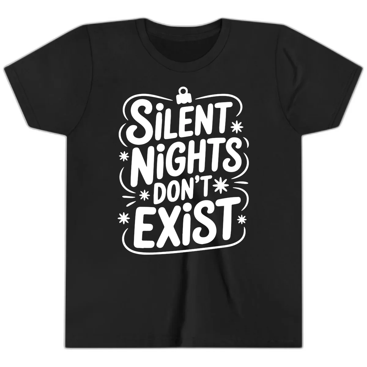 Silent Nights Exist Typography Youth T-Shirt in Black