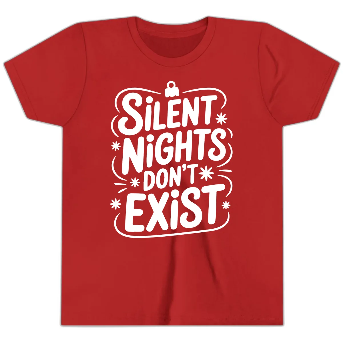 Silent Nights Exist Typography Youth T-Shirt in Red
