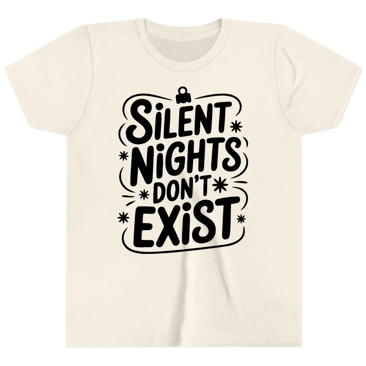 Silent Nights Exist Typography Youth T-Shirt in Natural