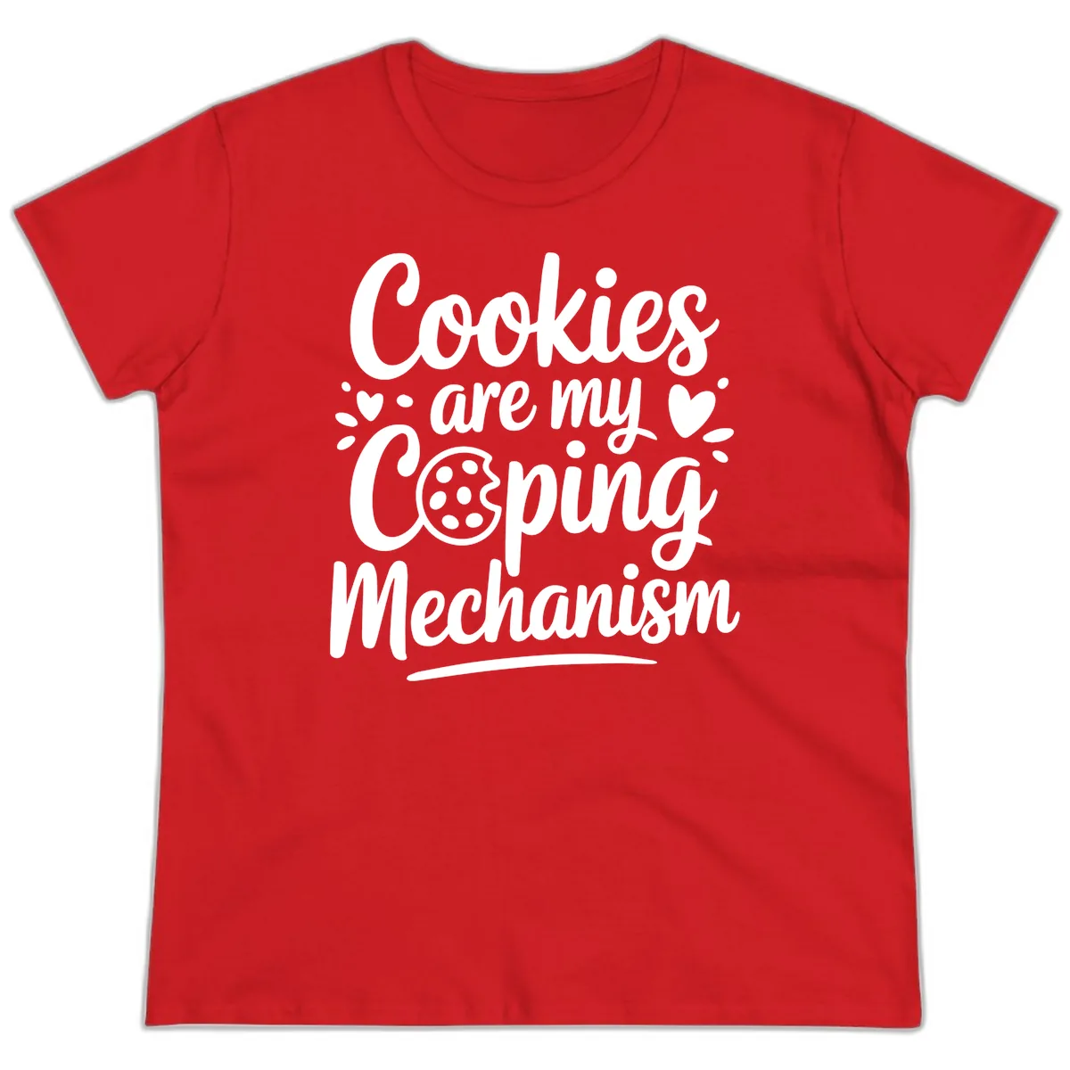 Cookies Are My Coping Mechanism Ladies Tee in Red