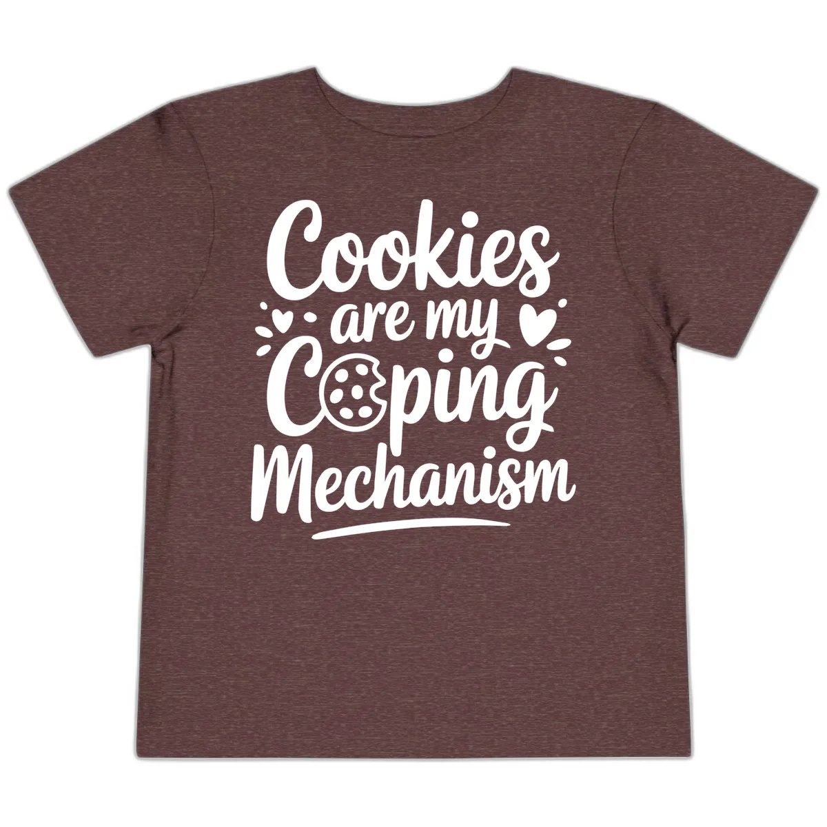 Cookies Are My Coping Mechanism Toddler T-Shirt in Heather Maroon