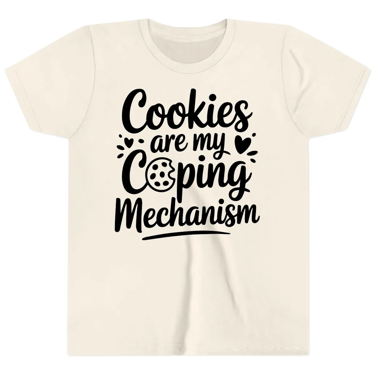 Cookies Are My Coping Mechanism Youth T-Shirt in Natural