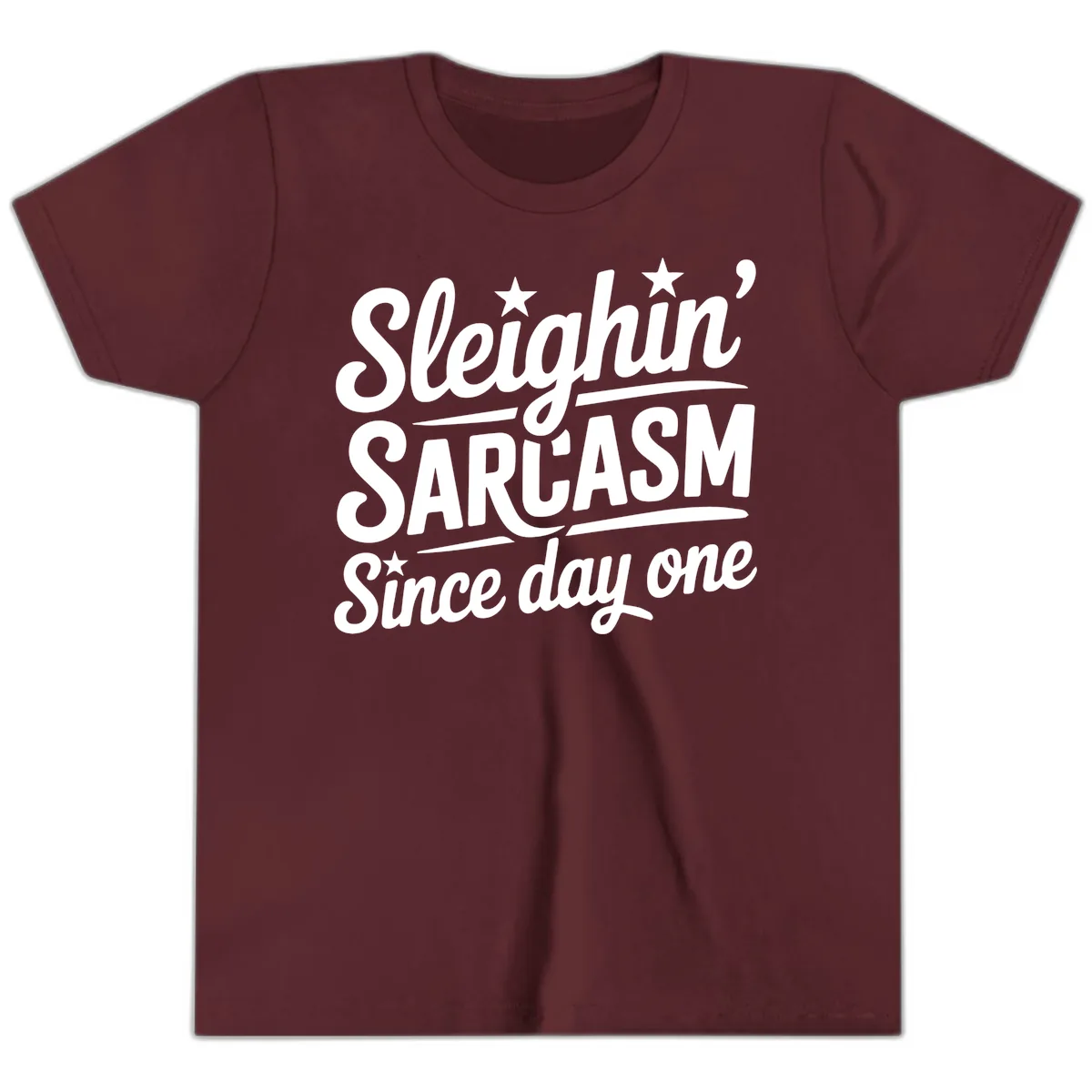 Sarcasm Since Day One Design Youth T-Shirt in Maroon