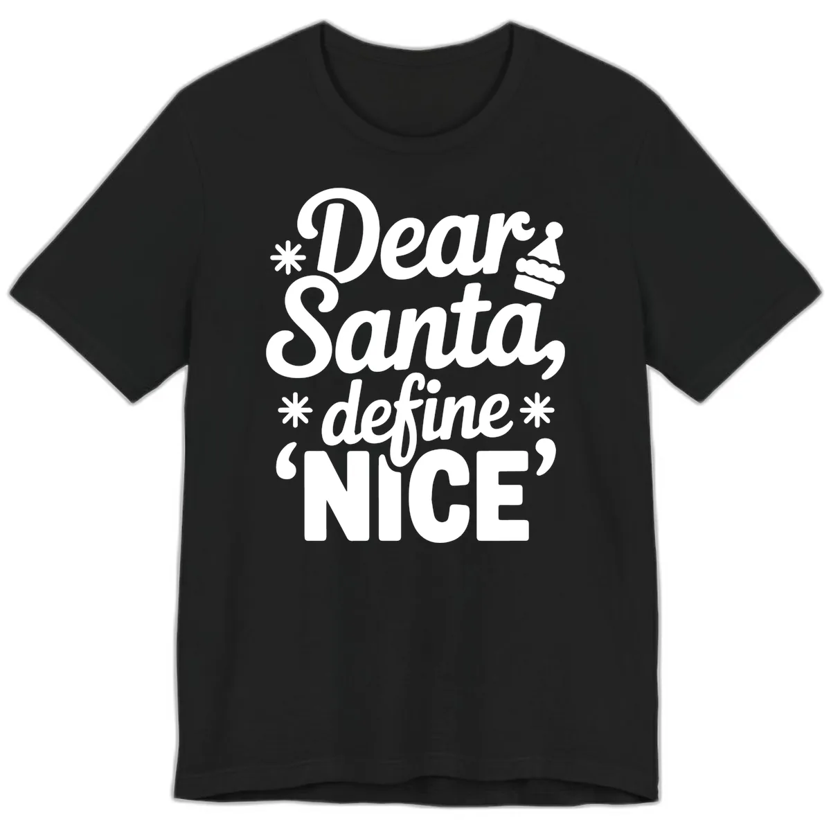 Dear Santa Define Nice Typography Premium T-Shirt in Black