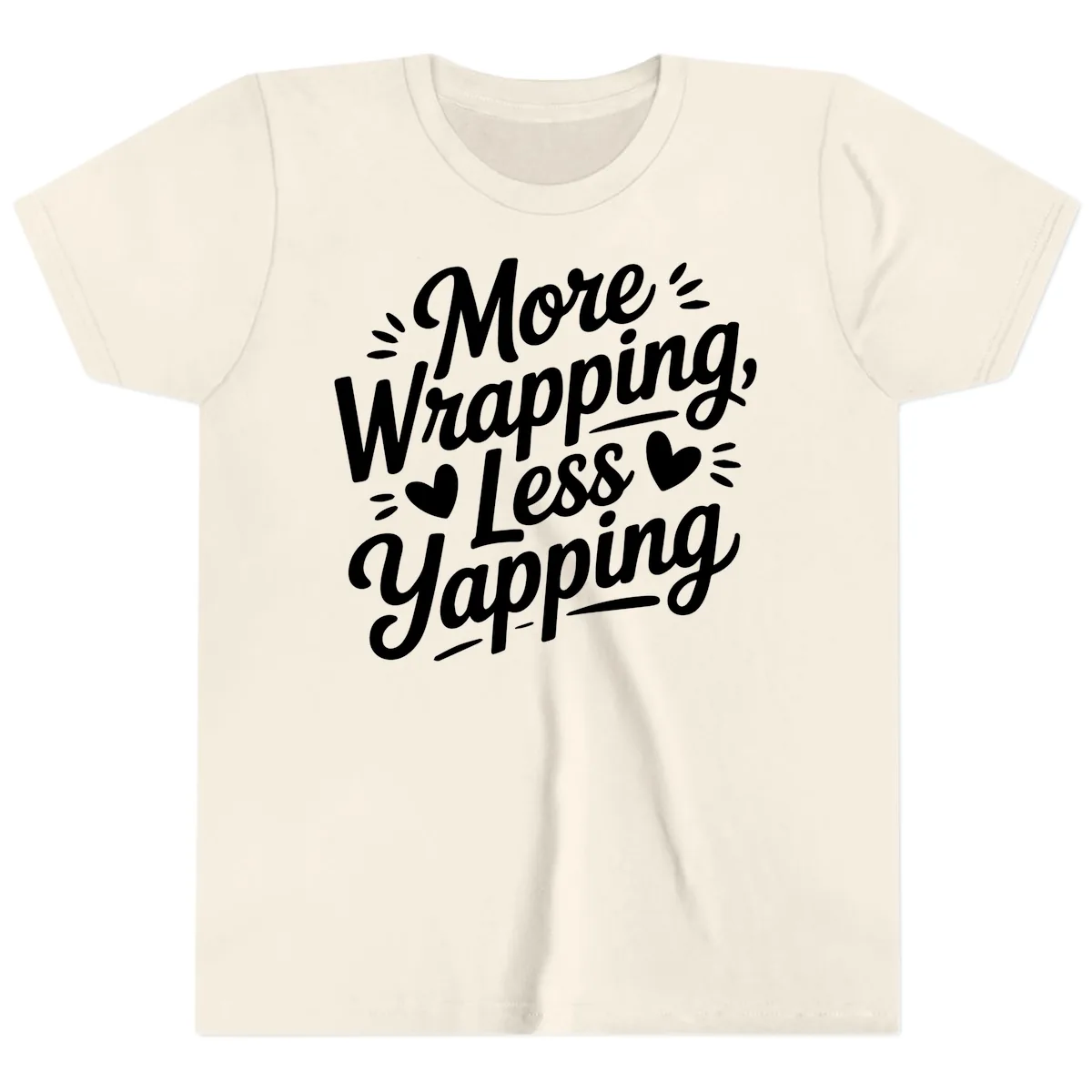More Wrapping Less Yapping Typography Youth T-Shirt in Natural