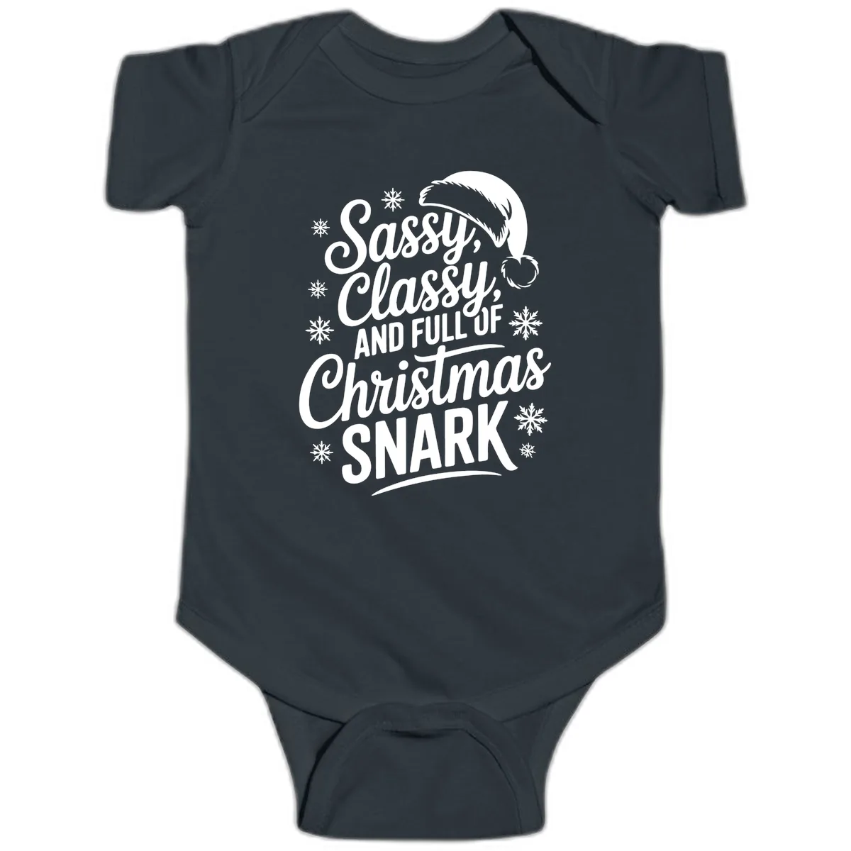 Sassy Classy Christmas Snark Baby Onesie in Black
