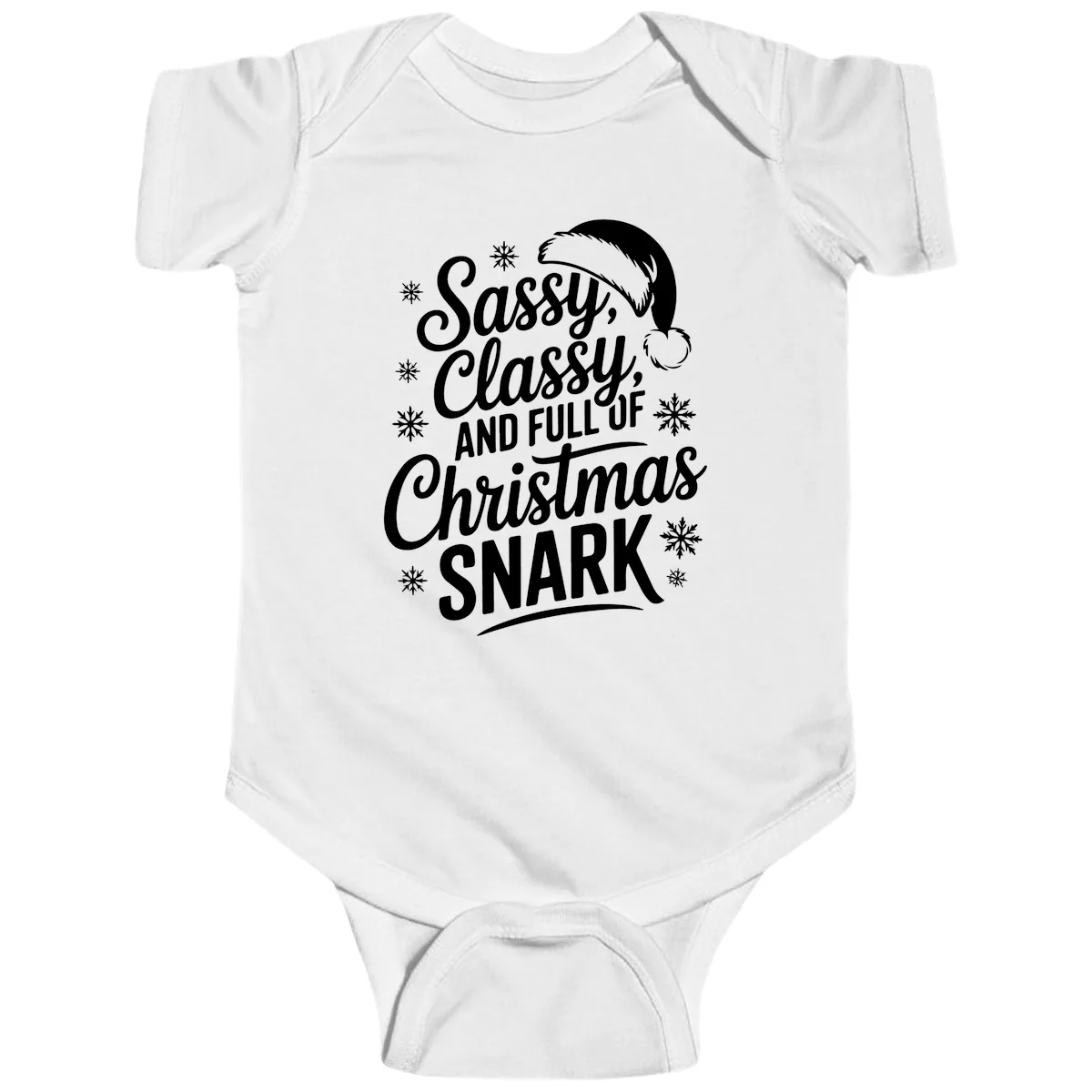 Sassy Classy Christmas Snark Baby Onesie in White