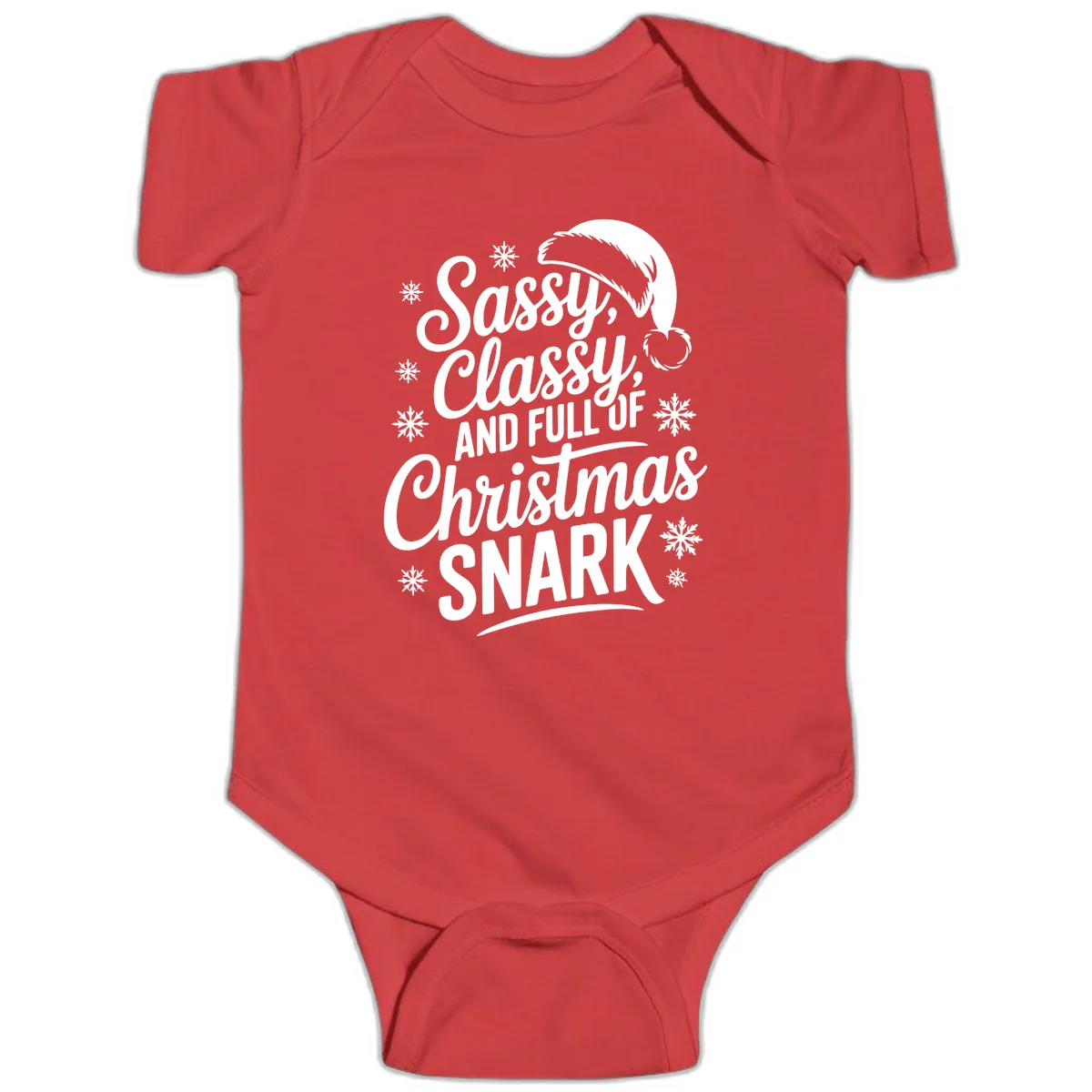 Sassy Classy Christmas Snark Baby Onesie in Red