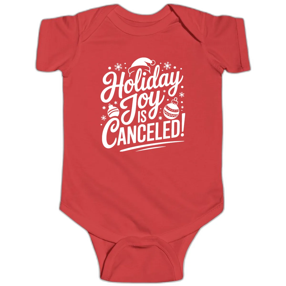 Holiday Joy Is Canceled Baby Onesie in Red