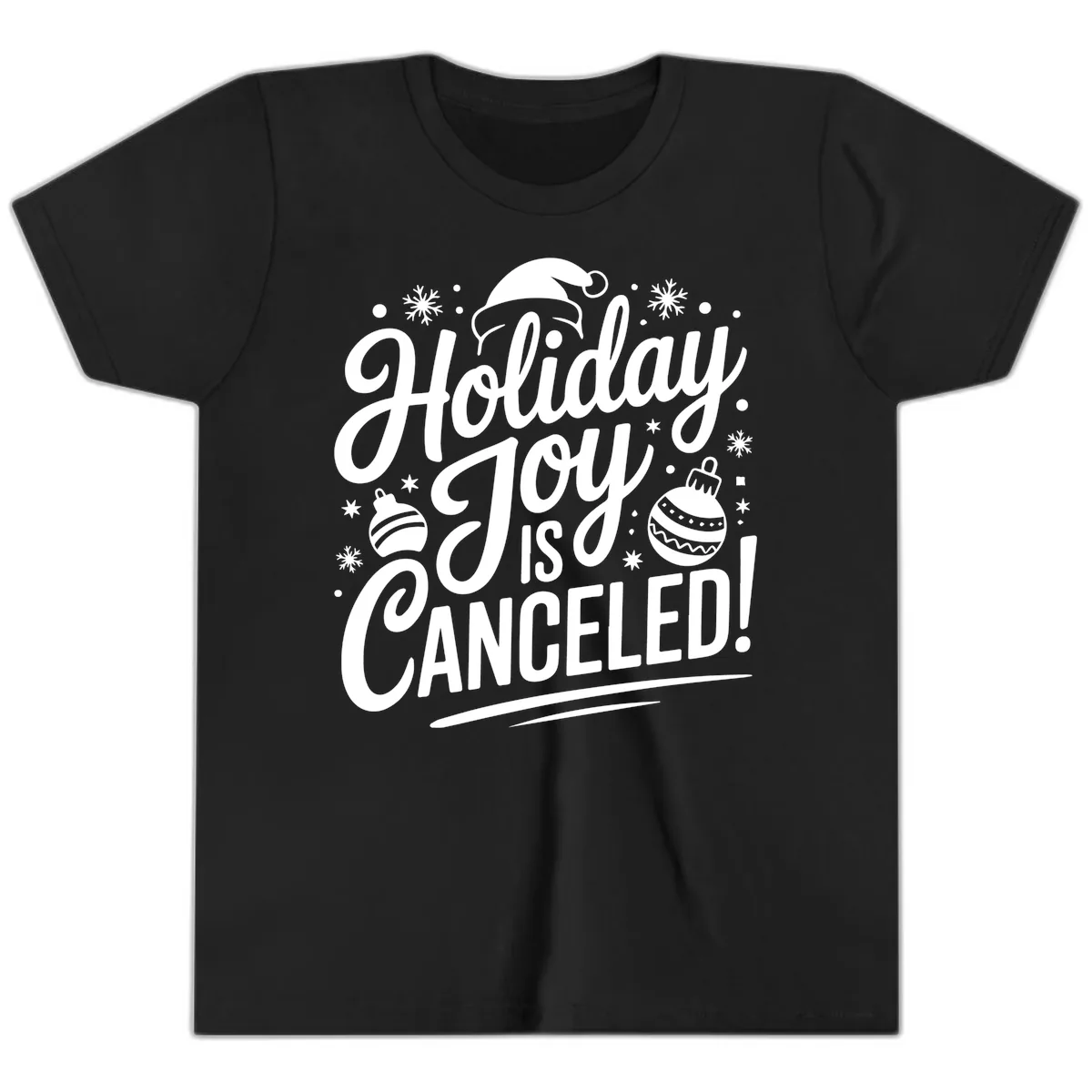 Holiday Joy Is Canceled Youth T-Shirt in Black