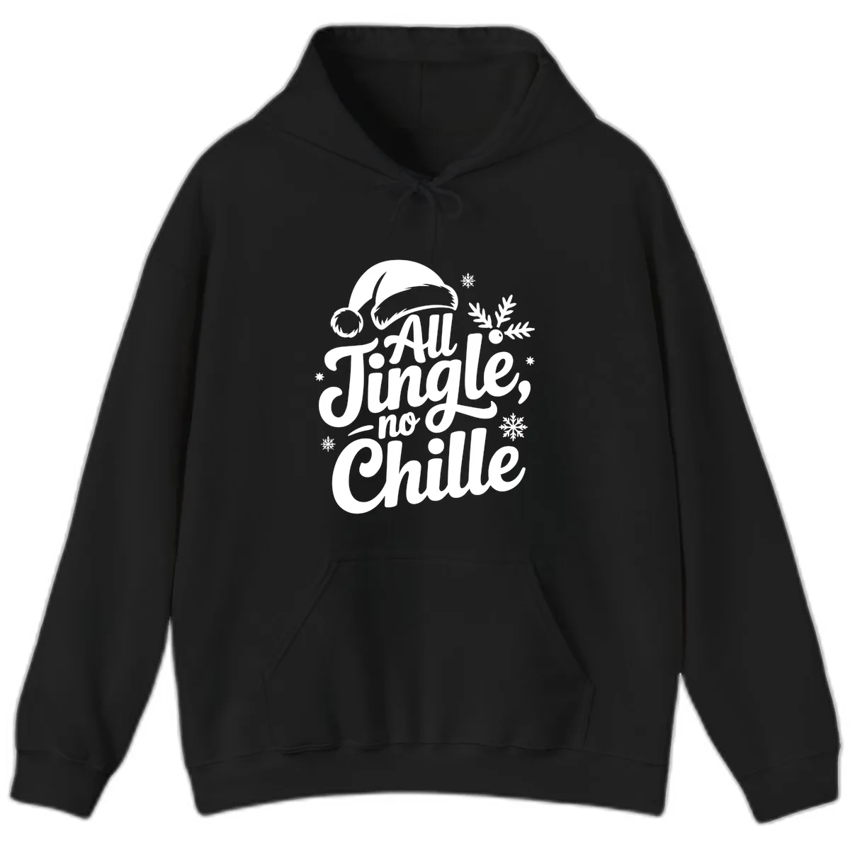 All Jingle No Chille Typography Hoodie in Black
