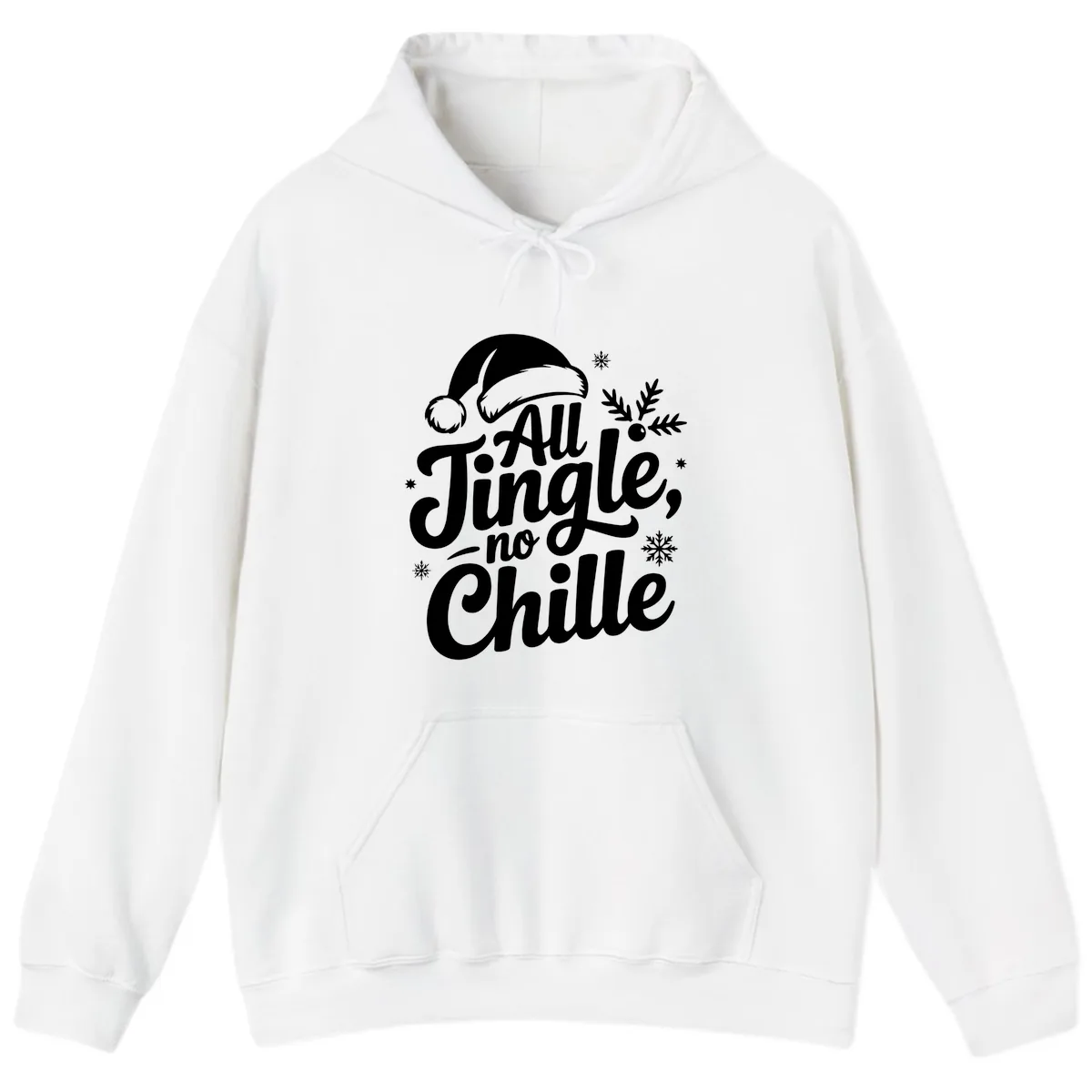 All Jingle No Chille Typography Hoodie in White