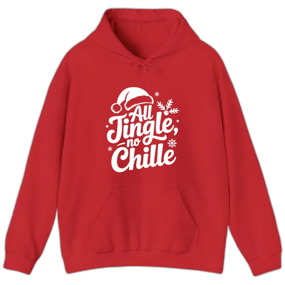 All Jingle No Chille Typography Hoodie in Red
