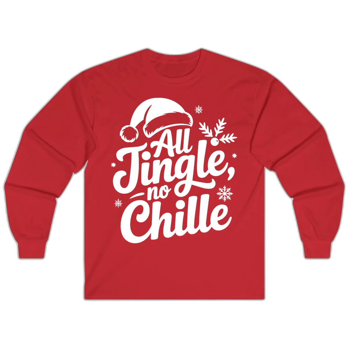 All Jingle No Chille Typography Long Sleeve in Red