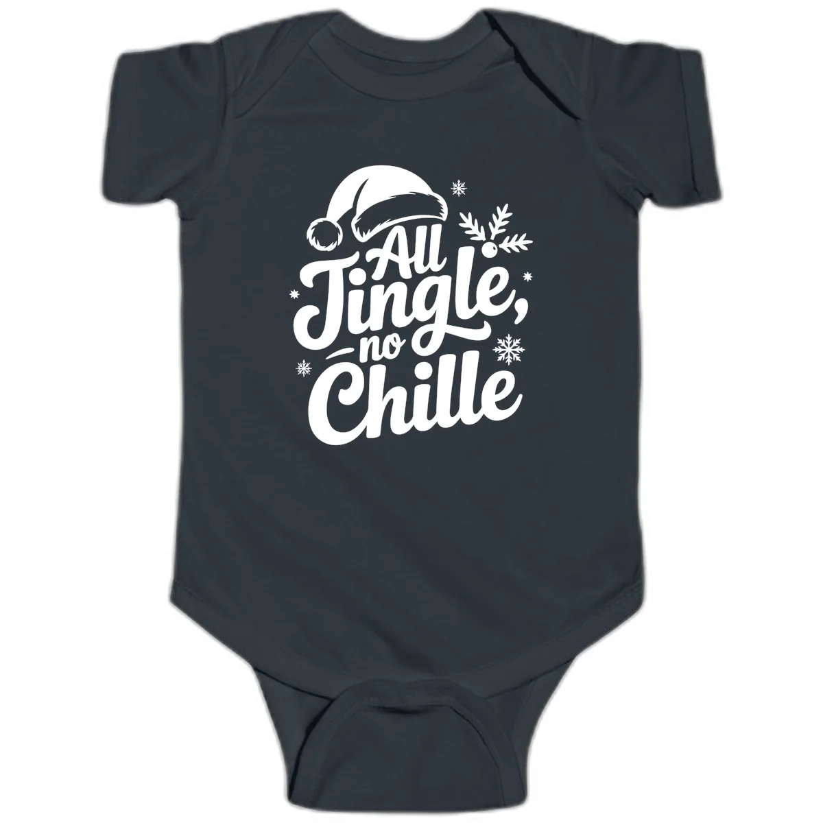 All Jingle No Chille Typography Baby Onesie in Black