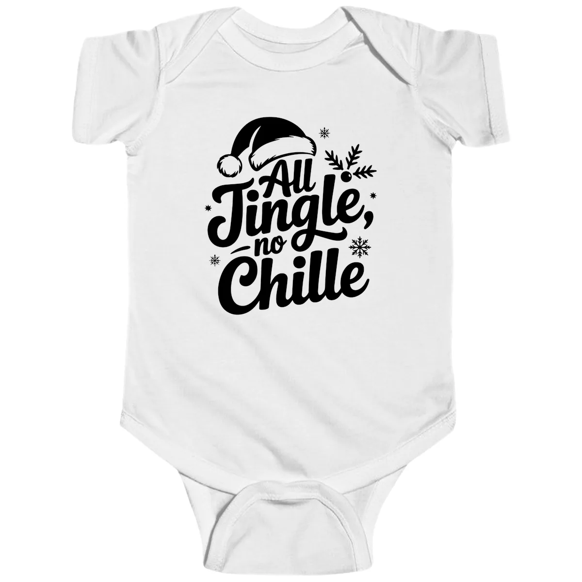 All Jingle No Chille Typography Baby Onesie in White