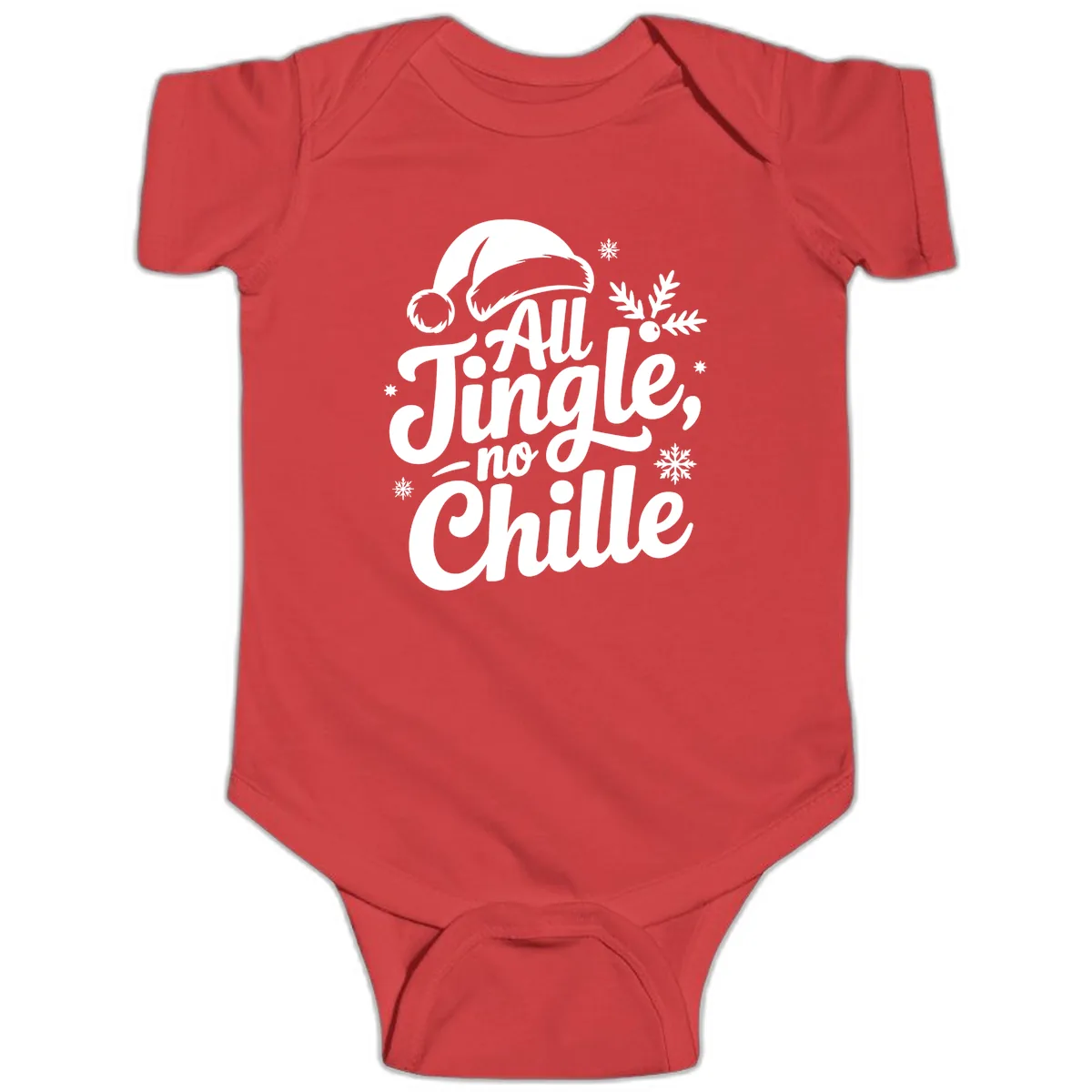All Jingle No Chille Typography Baby Onesie in Red