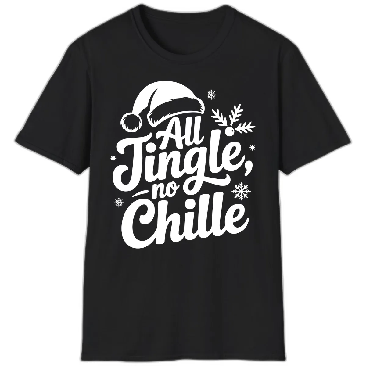 All Jingle No Chille Typography T-Shirt in Black