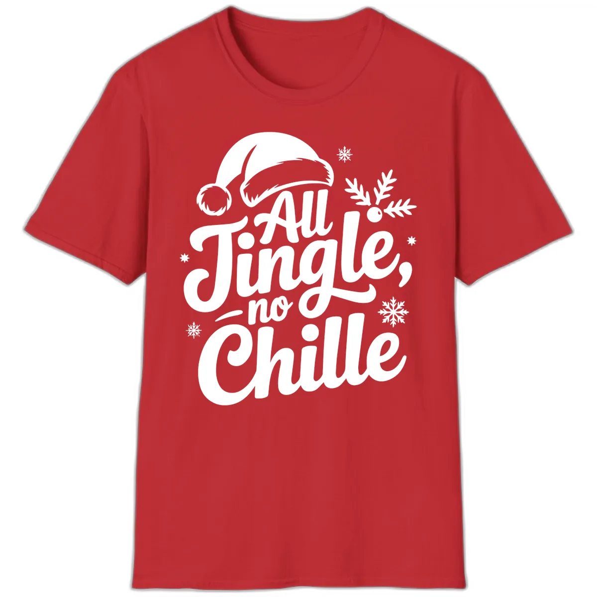 All Jingle No Chille Typography T-Shirt in Red