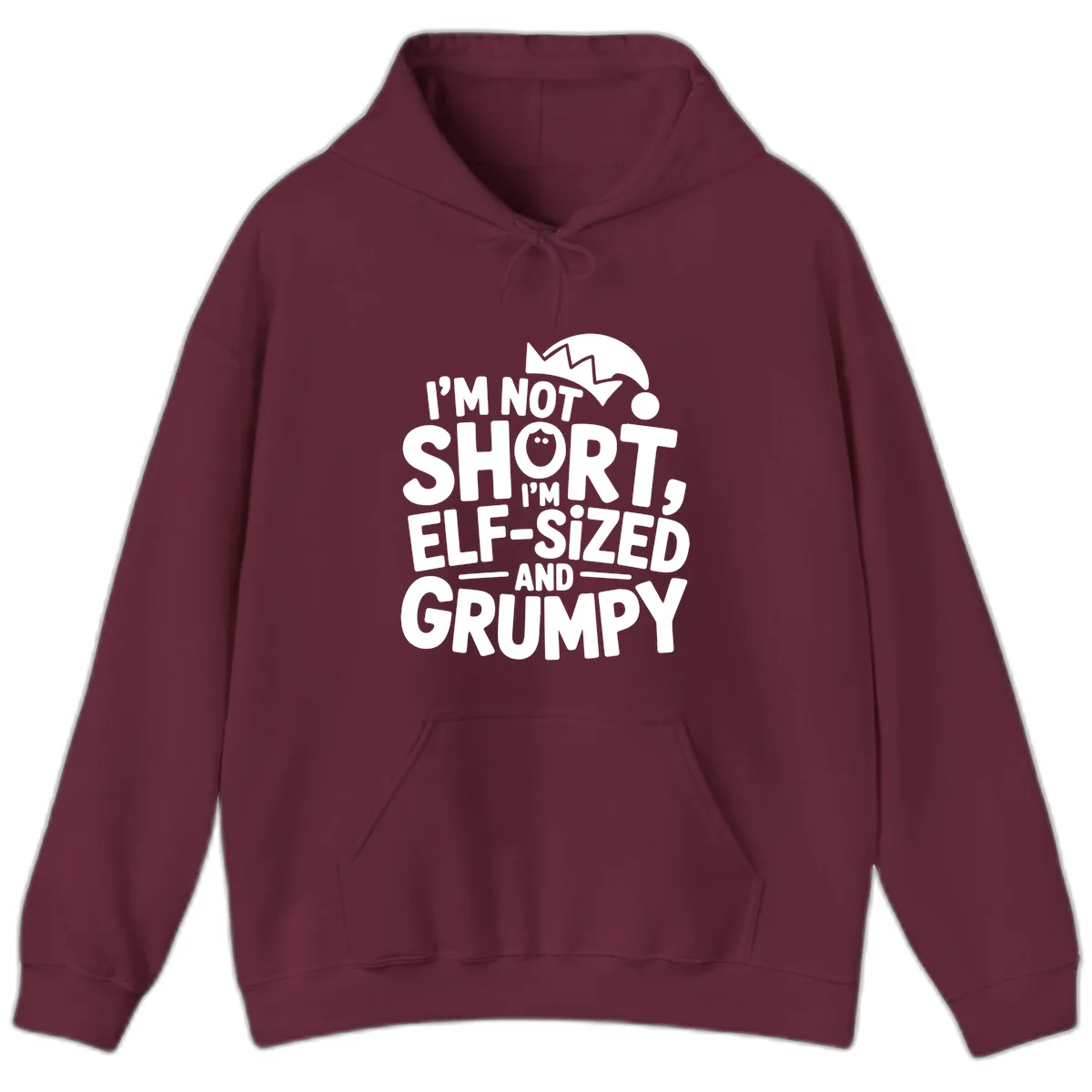 Elf-Sized And Grumpy Hoodie in Maroon