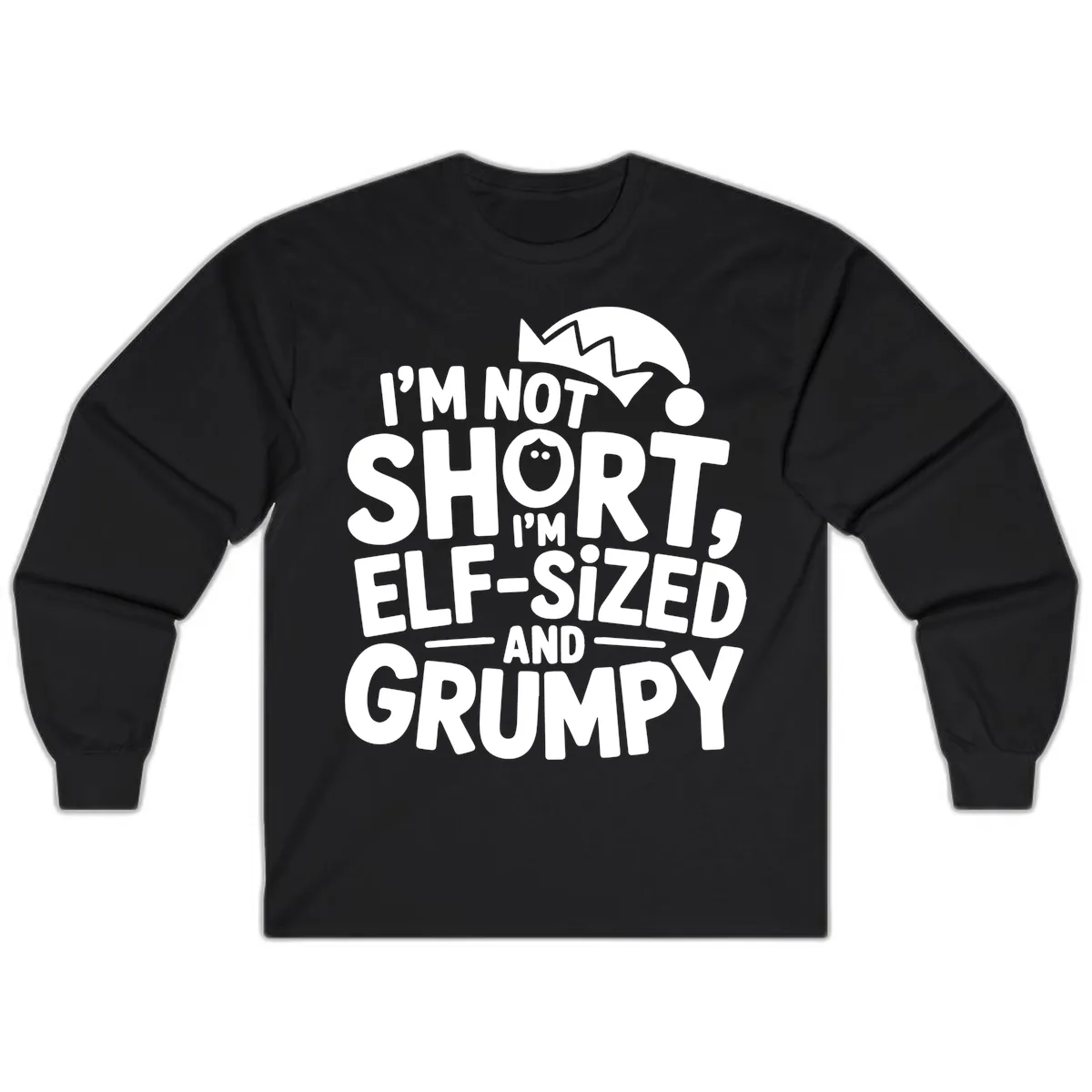 Elf-Sized And Grumpy Long Sleeve in Black