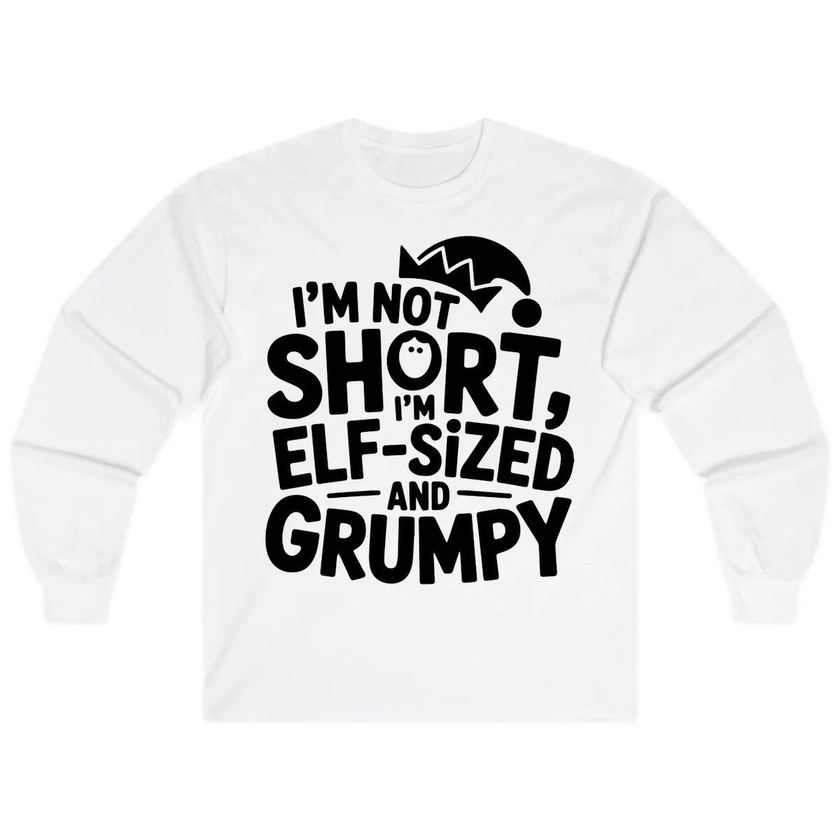 Elf-Sized And Grumpy Long Sleeve in White