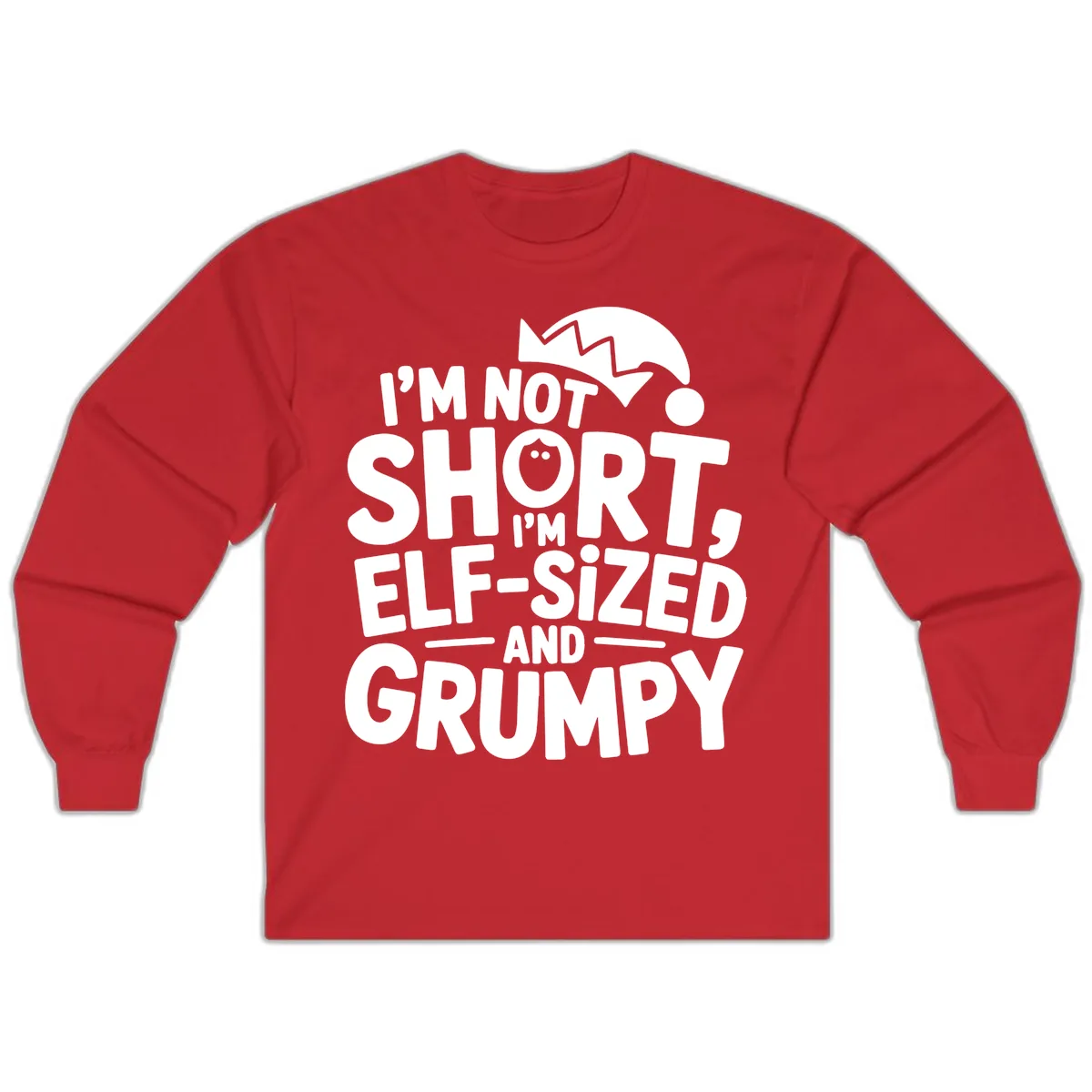 Elf-Sized And Grumpy Long Sleeve in Red