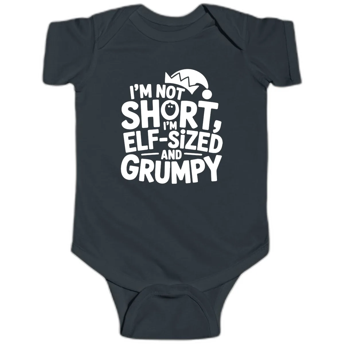 Elf-Sized And Grumpy Baby Onesie in Black
