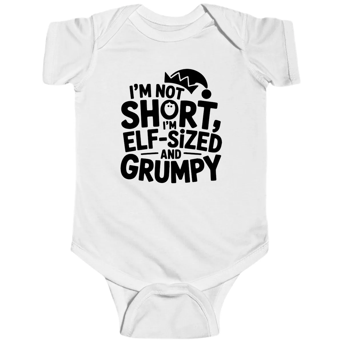 Elf-Sized And Grumpy Baby Onesie in White
