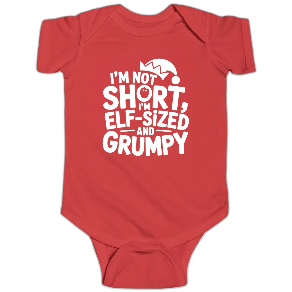 Elf-Sized And Grumpy Baby Onesie in Red