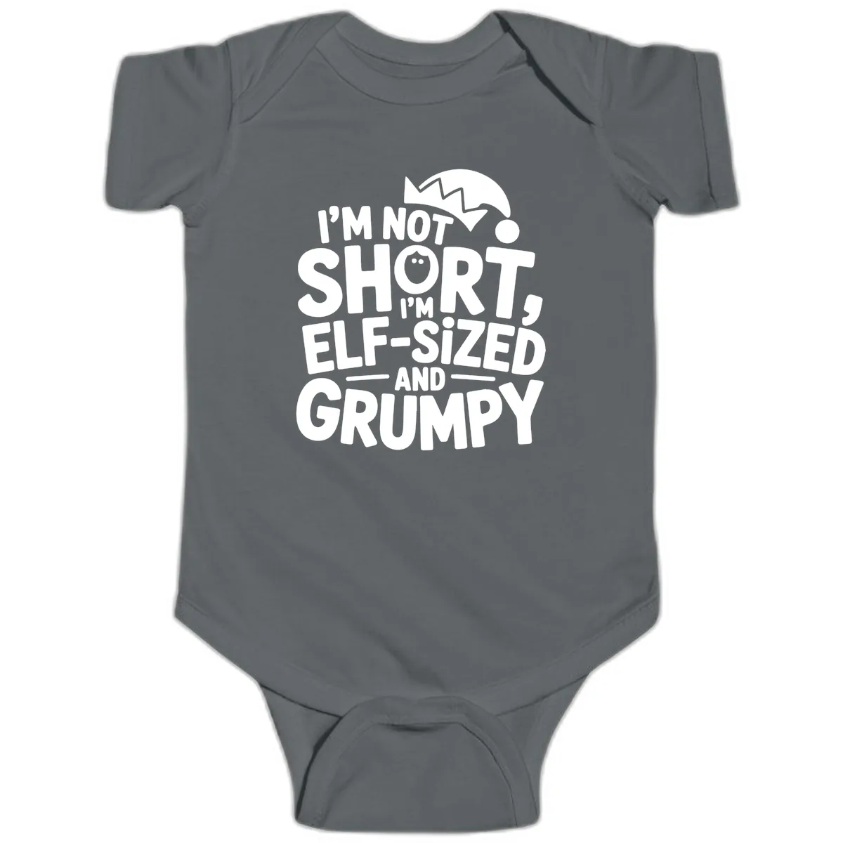 Elf-Sized And Grumpy Baby Onesie in Charcoal