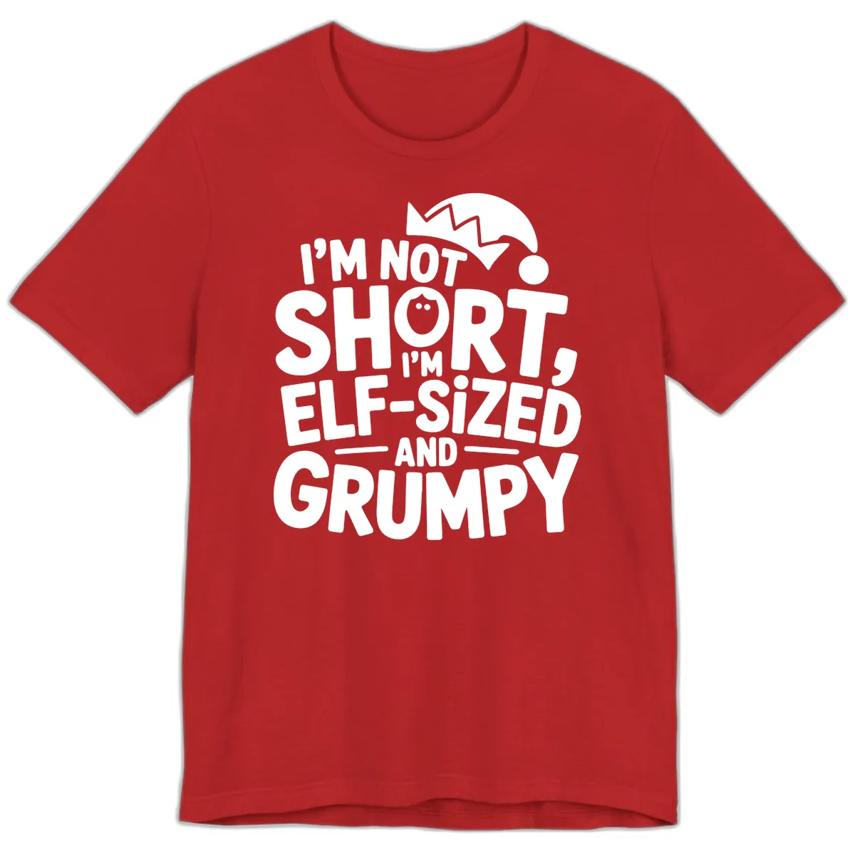 Elf-Sized And Grumpy Premium T-Shirt in Red