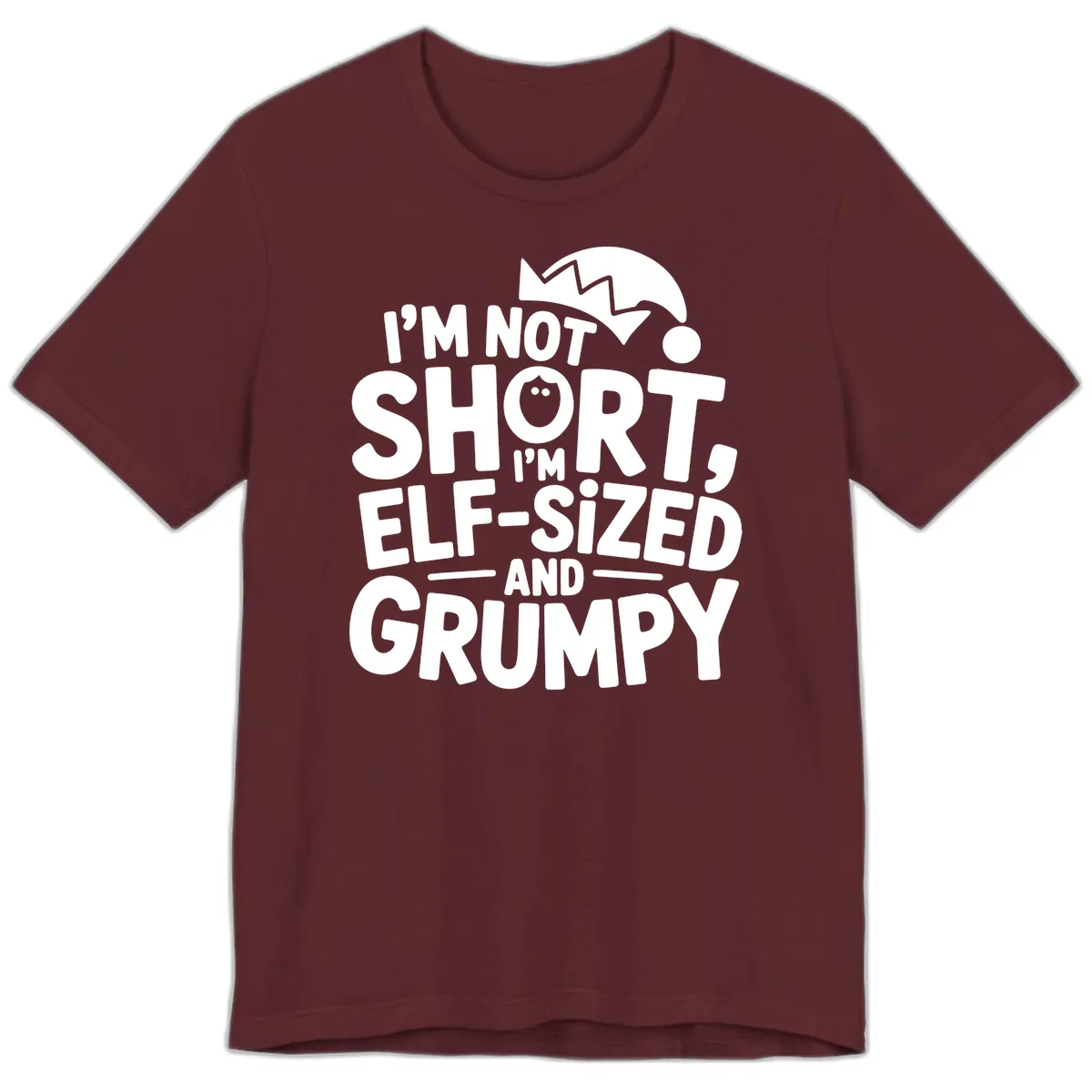 Elf-Sized And Grumpy Premium T-Shirt in Maroon