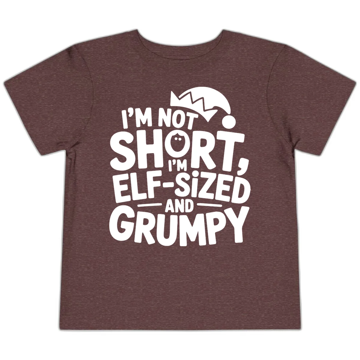 Elf-Sized And Grumpy Toddler T-Shirt in Heather Maroon