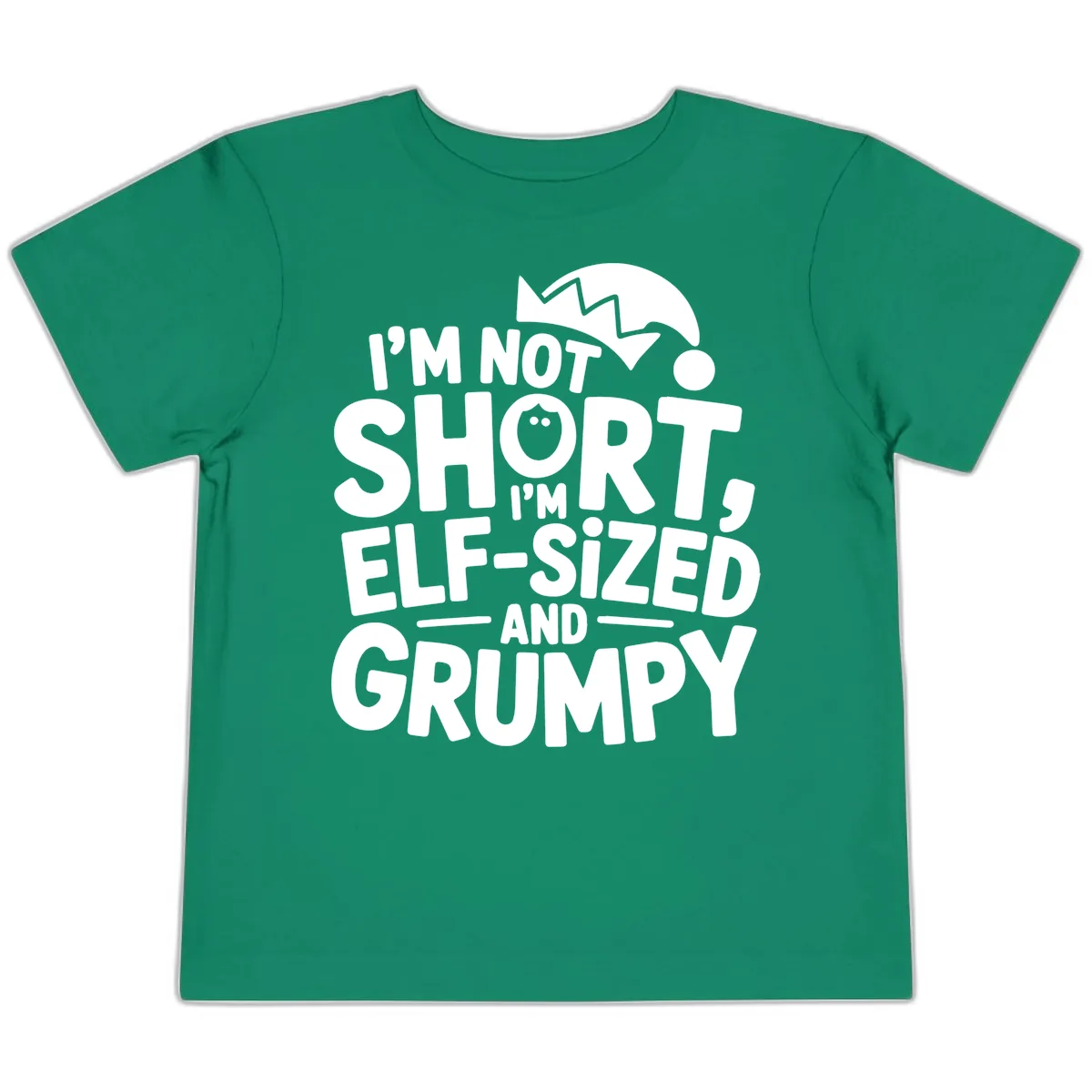 Elf-Sized And Grumpy Toddler T-Shirt in Kelly