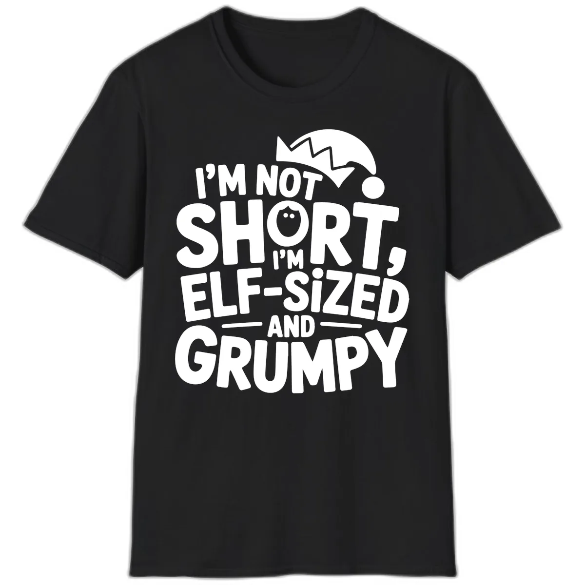 Elf-Sized And Grumpy T-Shirt in Black