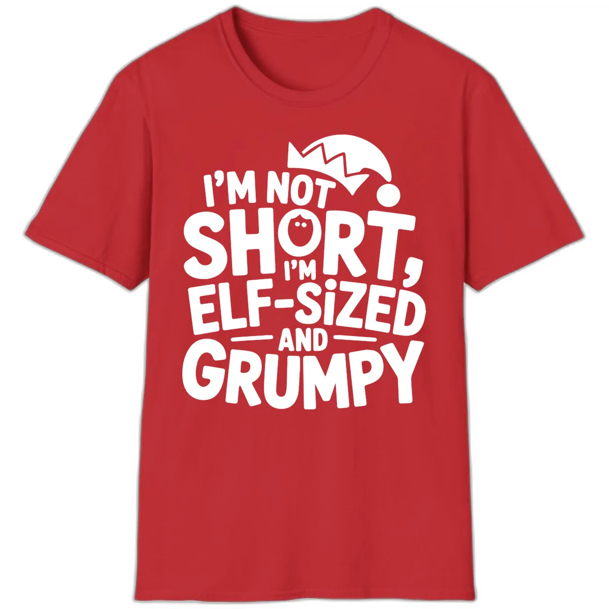 Elf-Sized And Grumpy T-Shirt in Red